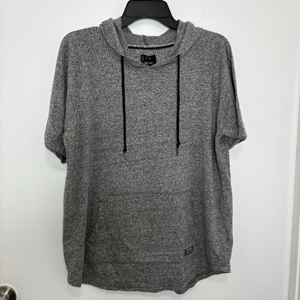 Navy Ward Brand Gray Short Sleeve Pullover Lightweight Hoodie Top Men’s Large